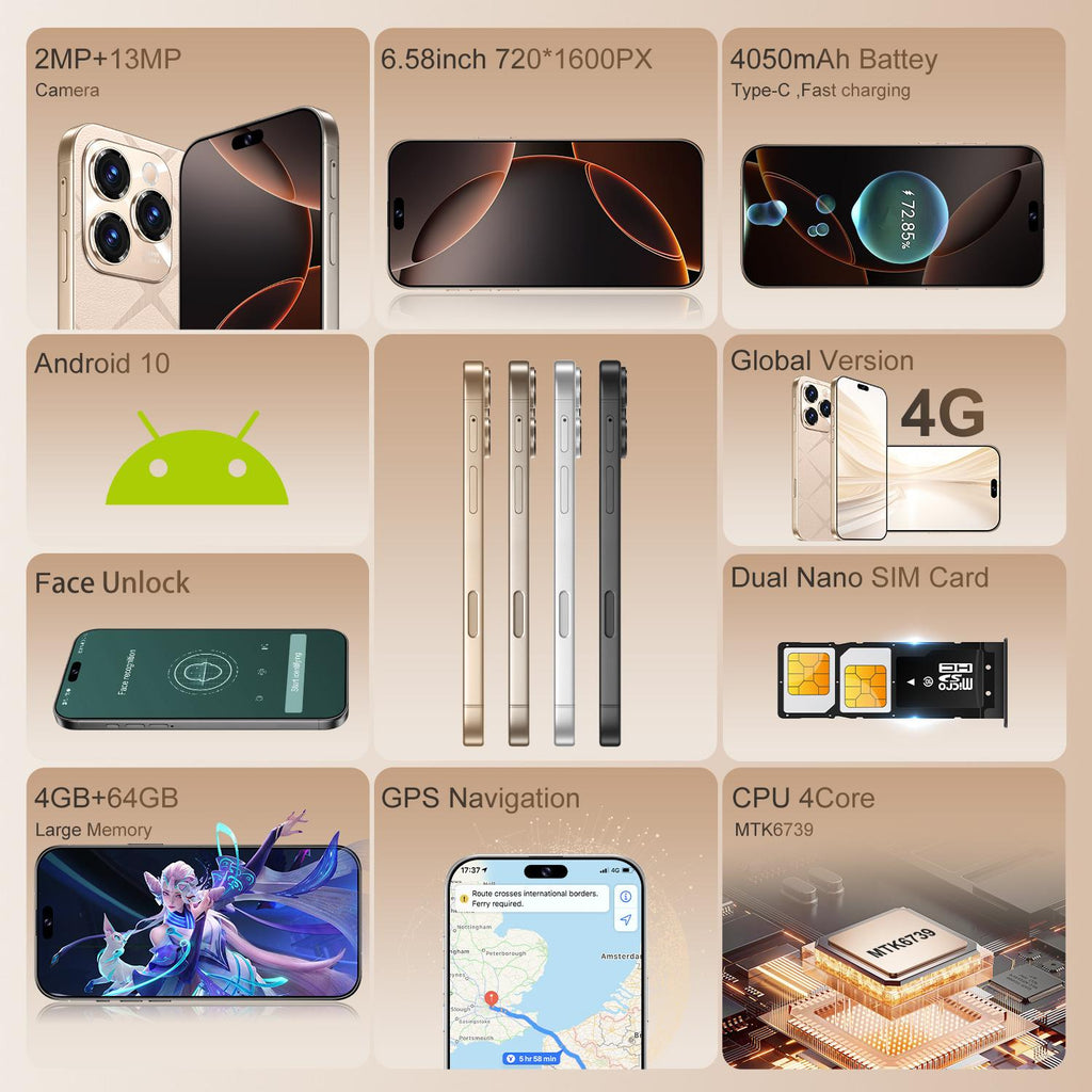 A16 Pro Max / PDA89-B, 4GB+64GB, 6.58 inch Android 10 MTK6739 Quad Core, Network: 4G, OTG, Dual SIM, Plug:EU Plug(Black)