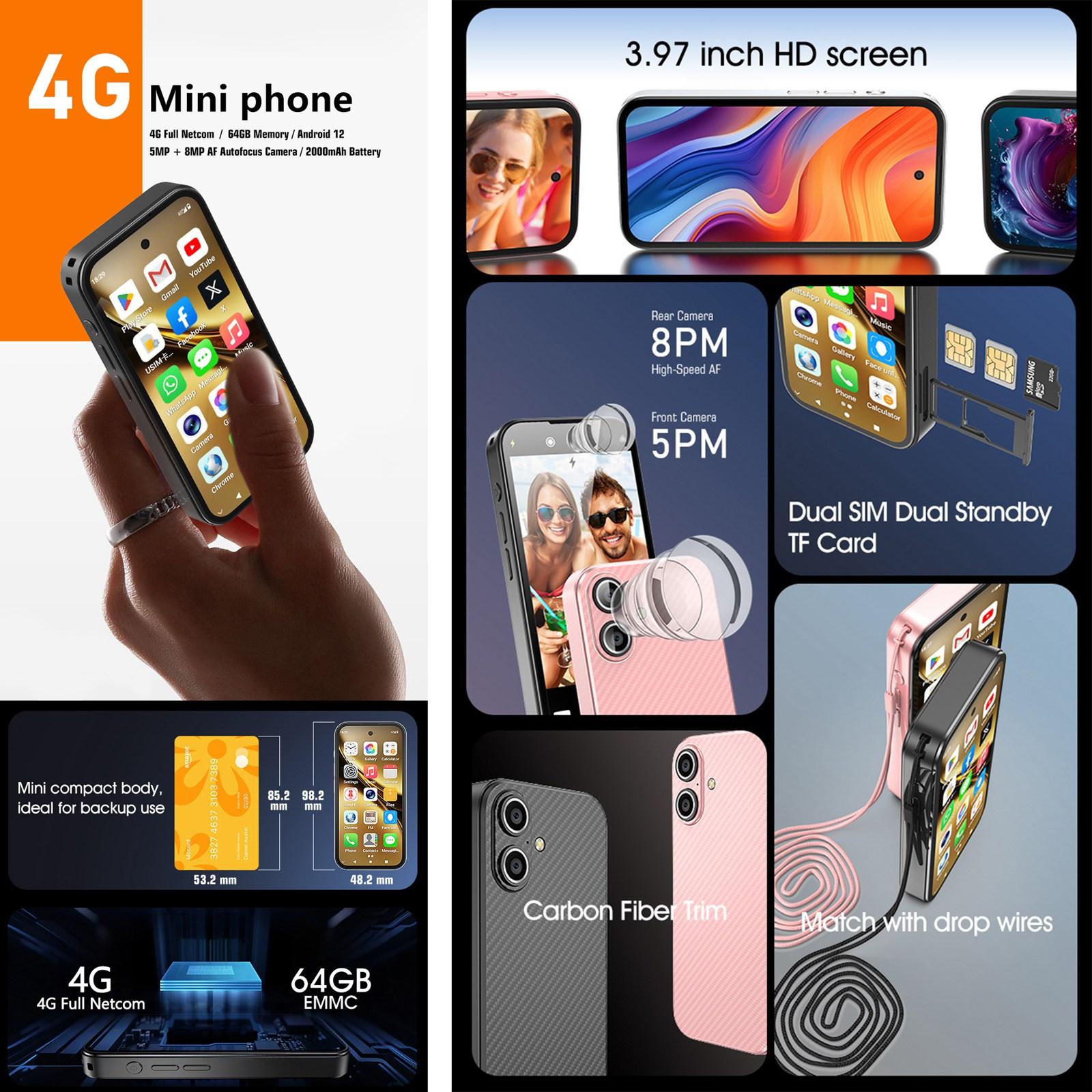 Q333, 4GB+64GB, 3.97 inch Android 12 Mediatek MT6762 Octa Core, Network: 4G, Dual SIM(Black)