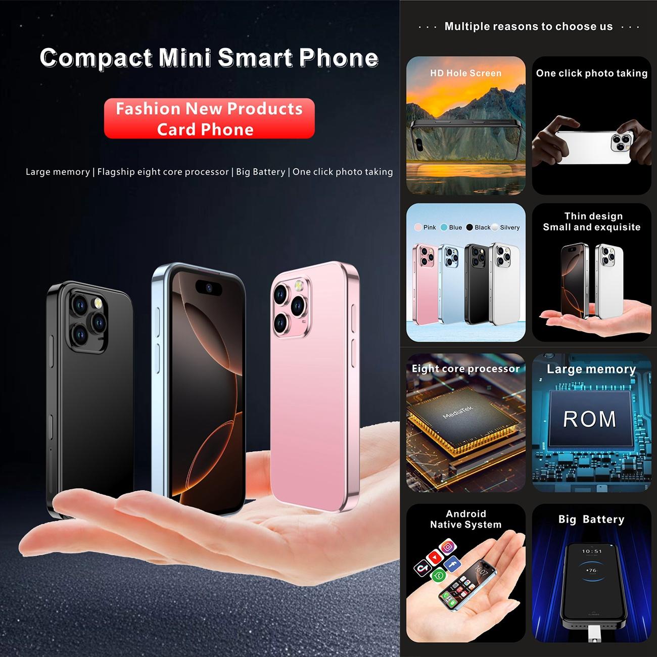 Melrose S17 Max, 4GB+64GB, 3.75 inch Android 12.0 MTK6765 Octa Core, Network: 4G, Dual SIM, Support Google Play(Blue)