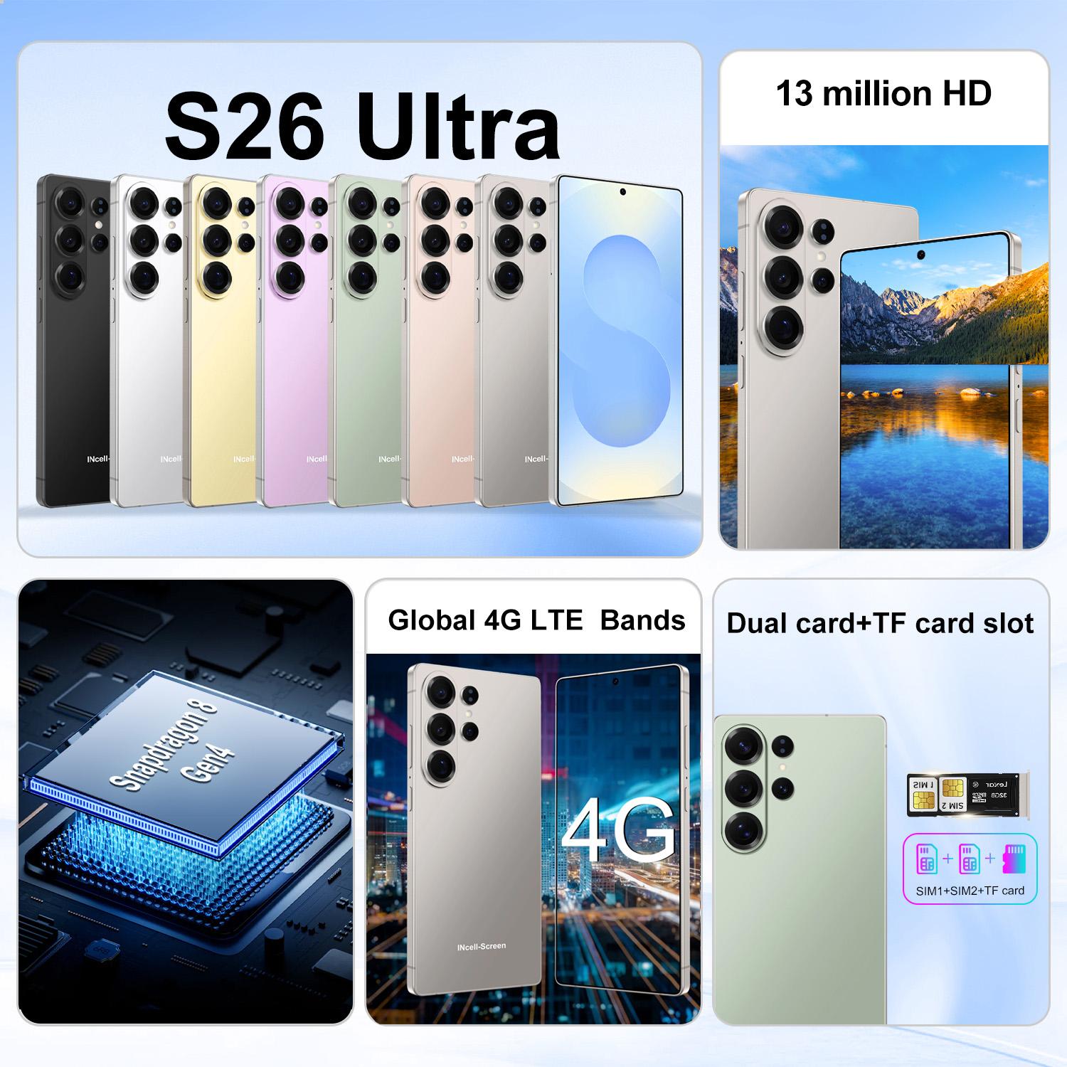 S26 Ultra / B9S, 4GB+64GB, 6.75 inch Android 10 MTK6739 Quad Core, Network: 4G, OTG, Dual SIM, Plug:AU Plug(Silver)
