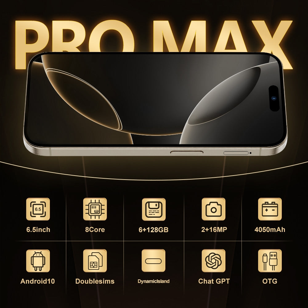 i16 Pro Max / Q5A, 6GB+128GB, 6.5 inch Screen, Face Identification, Android 10 MTK6762 Octa Core, OTG, NFC, Network: 4G, Dual SIM, AU Plug (Grey)