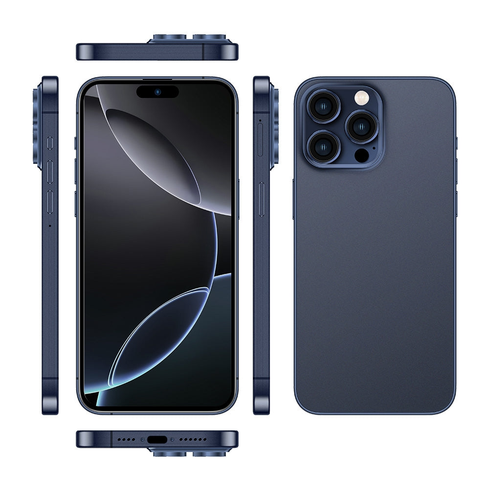 i16 Pro Max / Q5A, 6GB+128GB, 6.5 inch Screen, Face Identification, Android 10 MTK6762 Octa Core, OTG, NFC, Network: 4G, Dual SIM, US Plug (Blue)