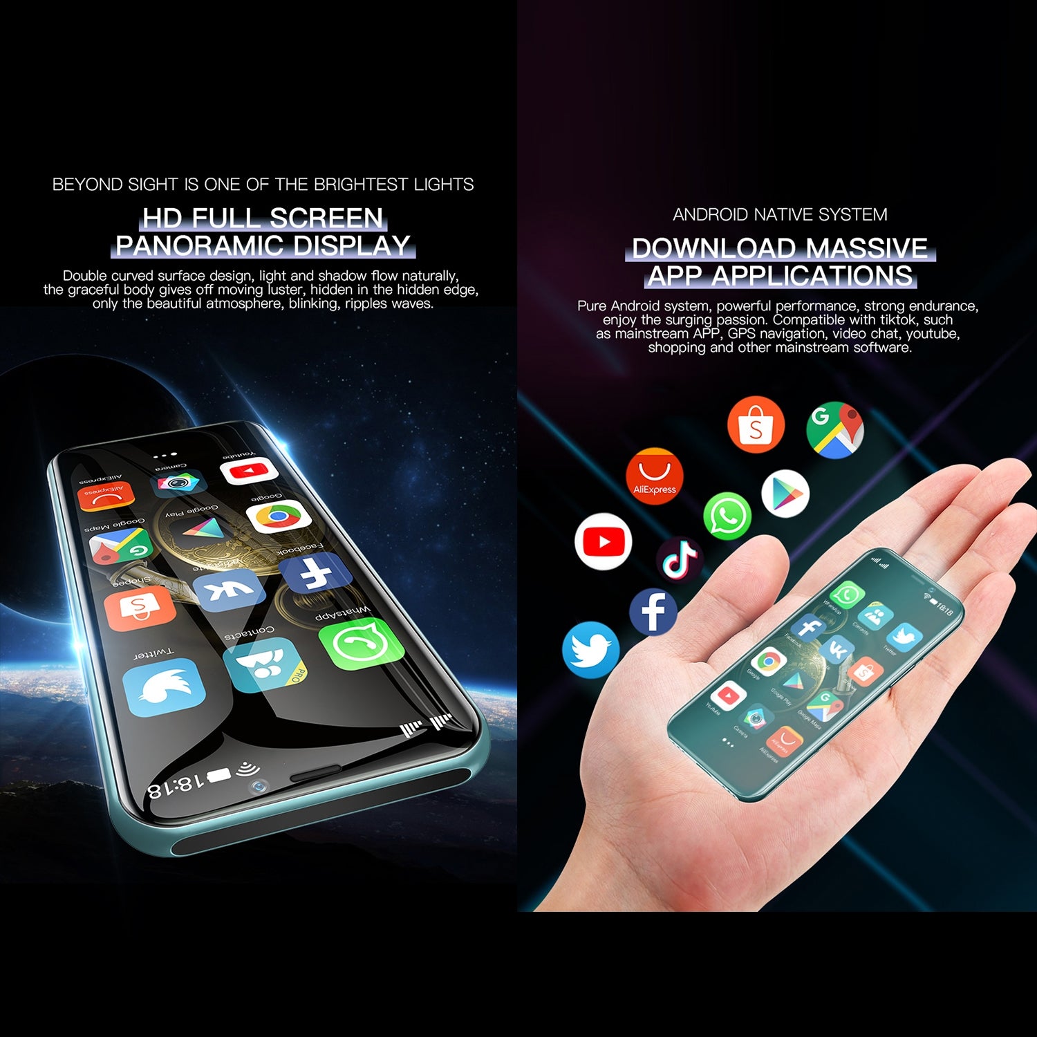 SOYES S10H, 3GB+64GB, Face Identification, 3.46 inch Android 9.0 MTK6739CW Quad Core up to 1.28GHz, Dual SIM, Bluetooth, WiFi, GPS, Network: 4G(Emerald)