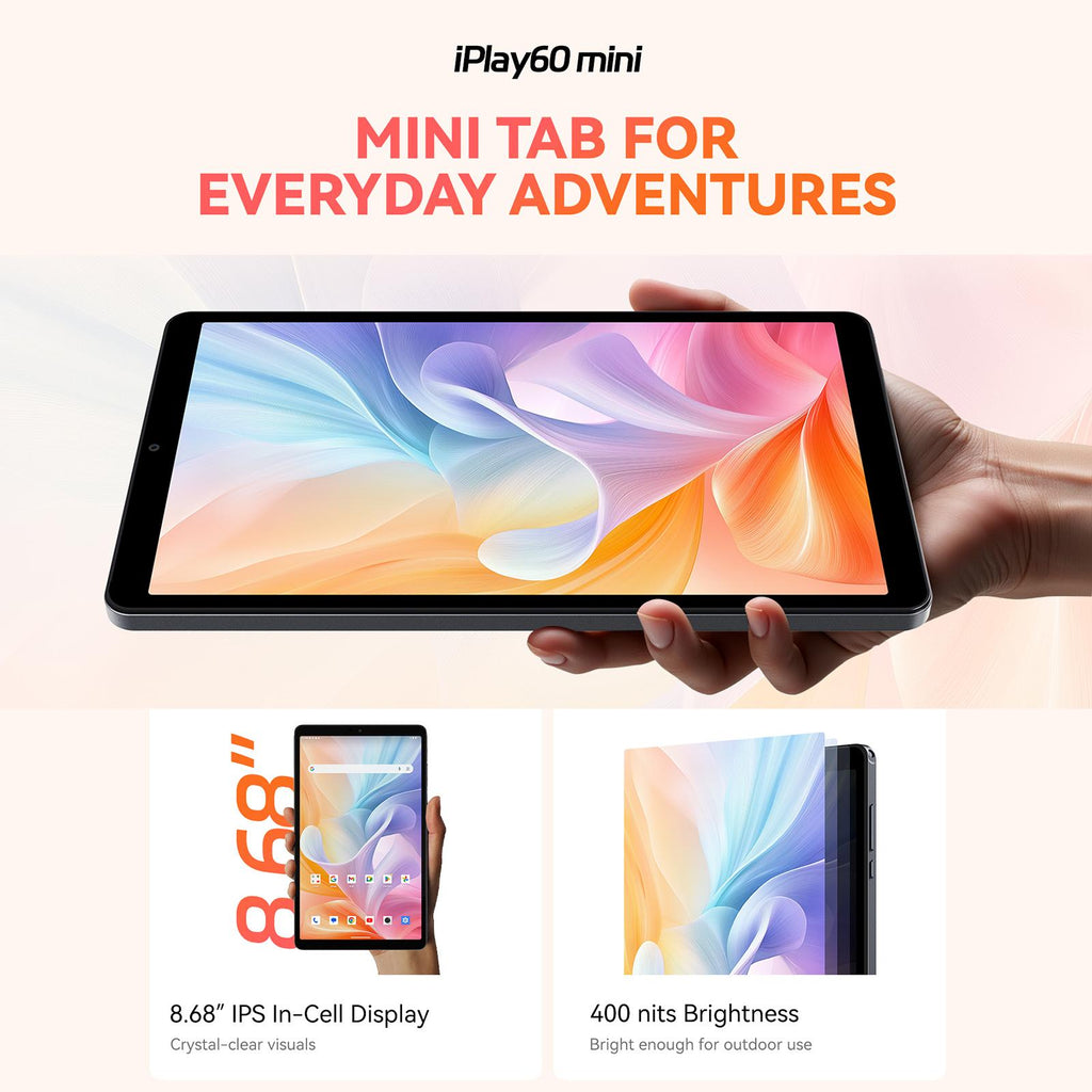 ALLDOCUBE iPlay 60 mini 4G LTE Tablet PC, 4GB+64GB, 8.68 inch Android 15 Unisoc T606 Octa Core Support Dual SIM (Grey)