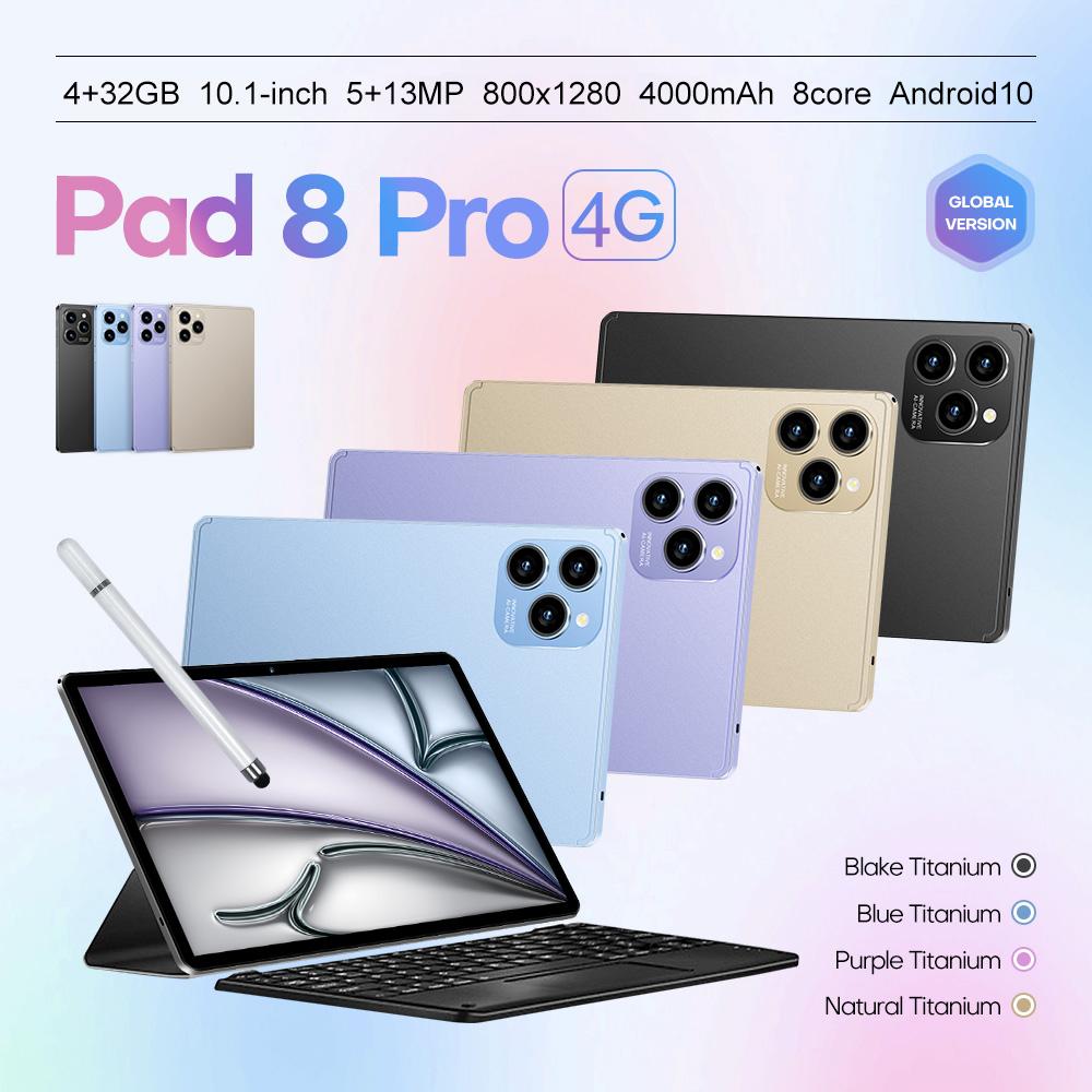 Pad 8 Pro 10.1 inch 4G LTE Tablet PC Combo Set, 4GB+32GB, Android 10 MT6755 Octa Core, with Keyboard / Mouse / Leather Case, US Plug (Gold)