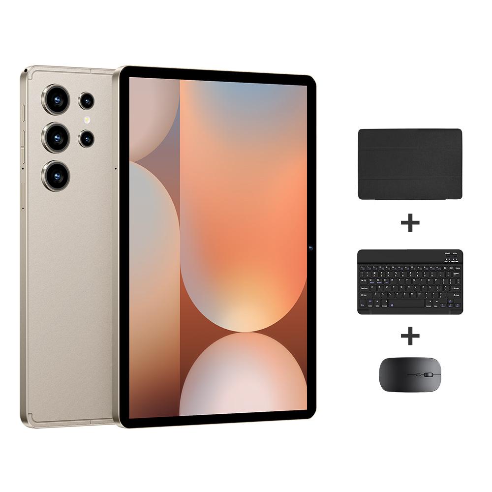 Pad 9 Pro 10.1 inch 4G LTE Tablet PC Combo Set, 4GB+32GB, Android 10 MT6755 Octa Core, with Keyboard / Mouse / Leather Case, UK Plug (Gold)