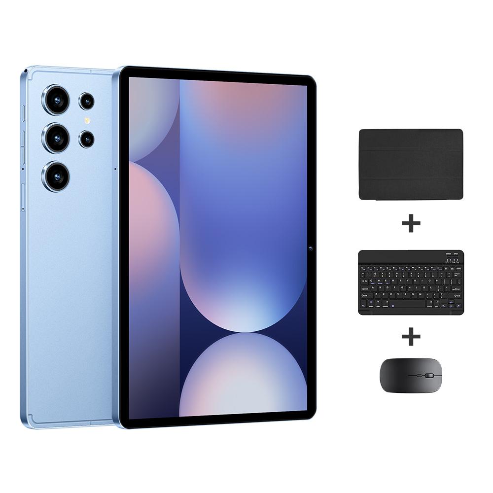 Pad 9 Pro 10.1 inch 4G LTE Tablet PC Combo Set, 4GB+32GB, Android 10 MT6755 Octa Core, with Keyboard / Mouse / Leather Case, UK Plug (Blue)